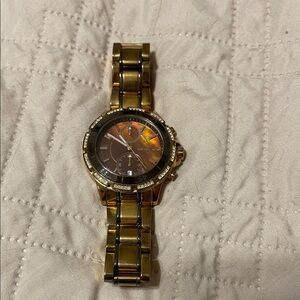 Gold Watch with Crystal Accents